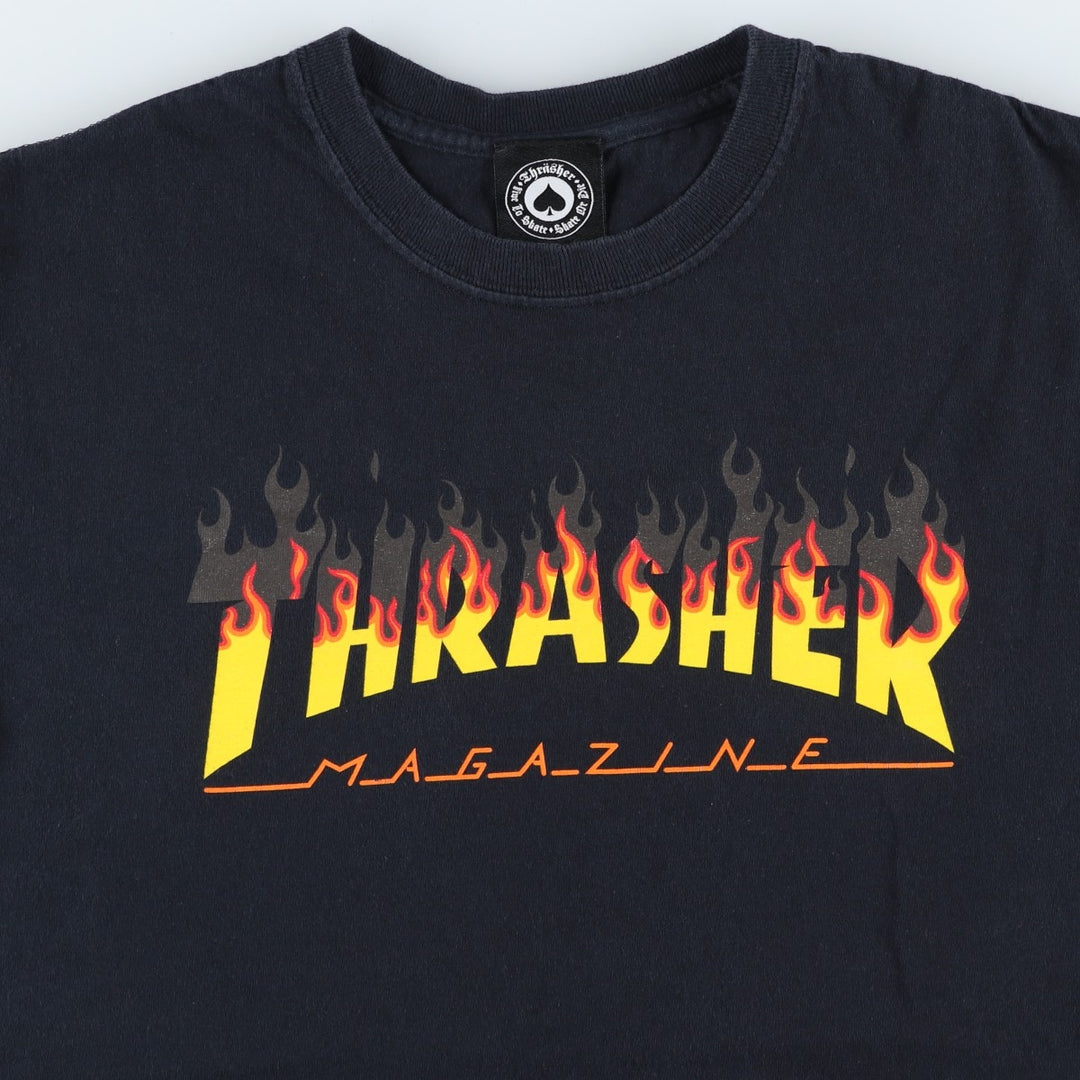 Thrasher Fire Pattern Surf Skate T-Shirt, Men's M cotton black type Vintage Second Hand