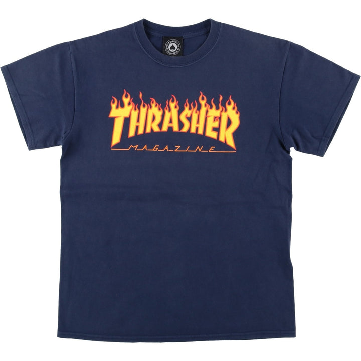 Thrasher Fire Pattern Surf Skate T-Shirt, Men's M cotton black type Vintage Second Hand