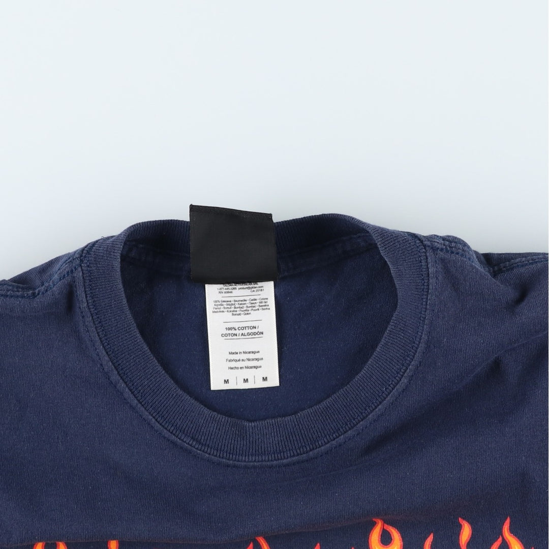 Thrasher Fire Pattern Surf Skate T-Shirt, Men's M cotton black type Vintage Second Hand