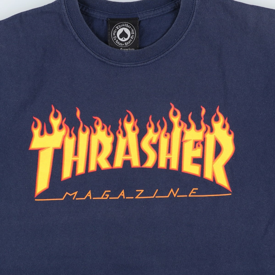 Thrasher Fire Pattern Surf Skate T-Shirt, Men's M cotton black type Vintage Second Hand