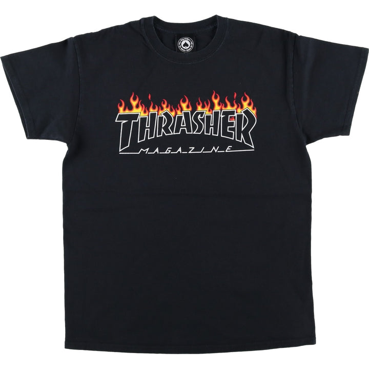 Thrasher Fire Pattern Surf Skate T-Shirt, Men's M cotton black type Vintage Second Hand