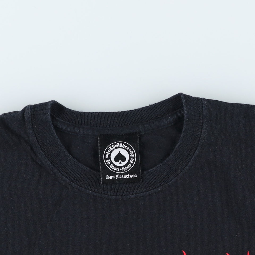 Thrasher Fire Pattern Surf Skate T-Shirt, Men's M cotton black type Vintage Second Hand