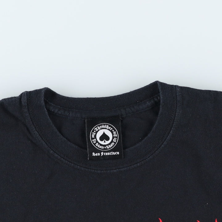 Thrasher Fire Pattern Surf Skate T-Shirt, Men's M cotton black type Vintage Second Hand