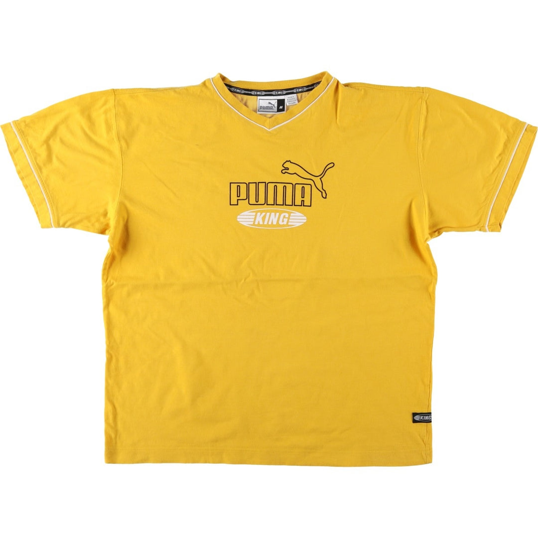 Puma logo T-shirt, men's size M (approx.) cotton yellow type Vintage Second Hand
