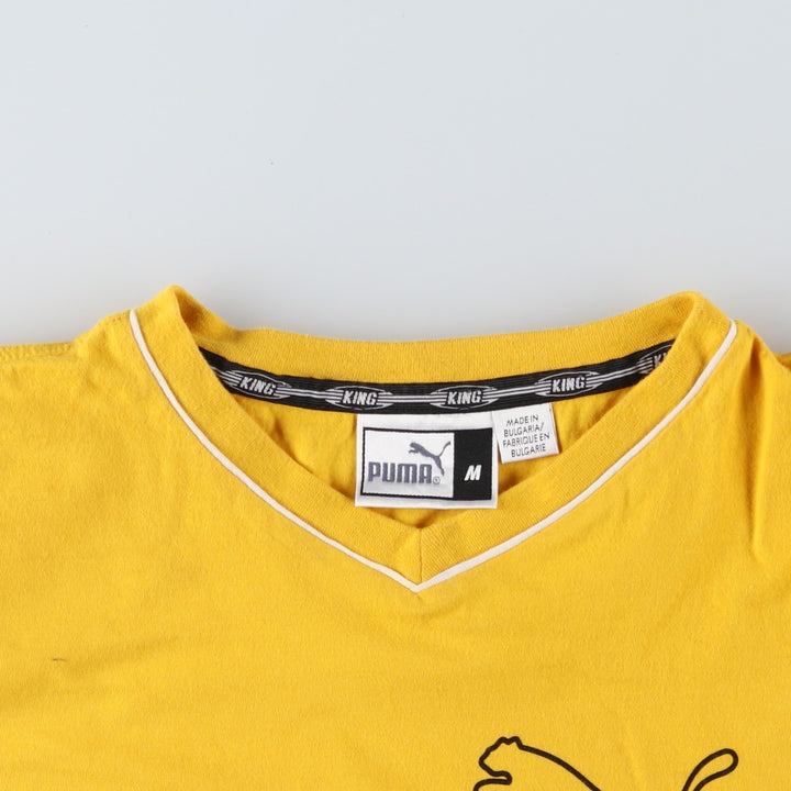 Puma logo T-shirt, men's size M (approx.) cotton yellow type Vintage Second Hand