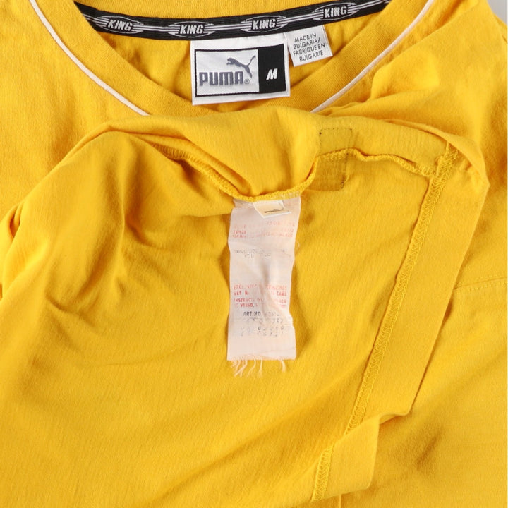 Puma logo T-shirt, men's size M (approx.) cotton yellow type Vintage Second Hand