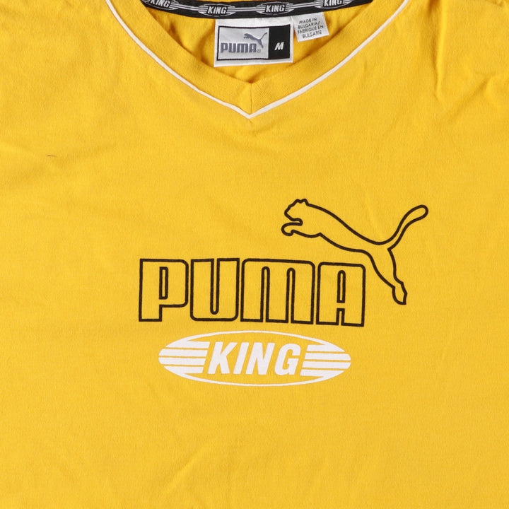 Puma logo T-shirt, men's size M (approx.) cotton yellow type Vintage Second Hand
