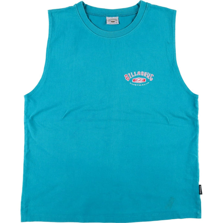 Billabong sleeveless logo print t-shirt, men's size XL (approx.) cotton turquoise blue Vintage Second Hand