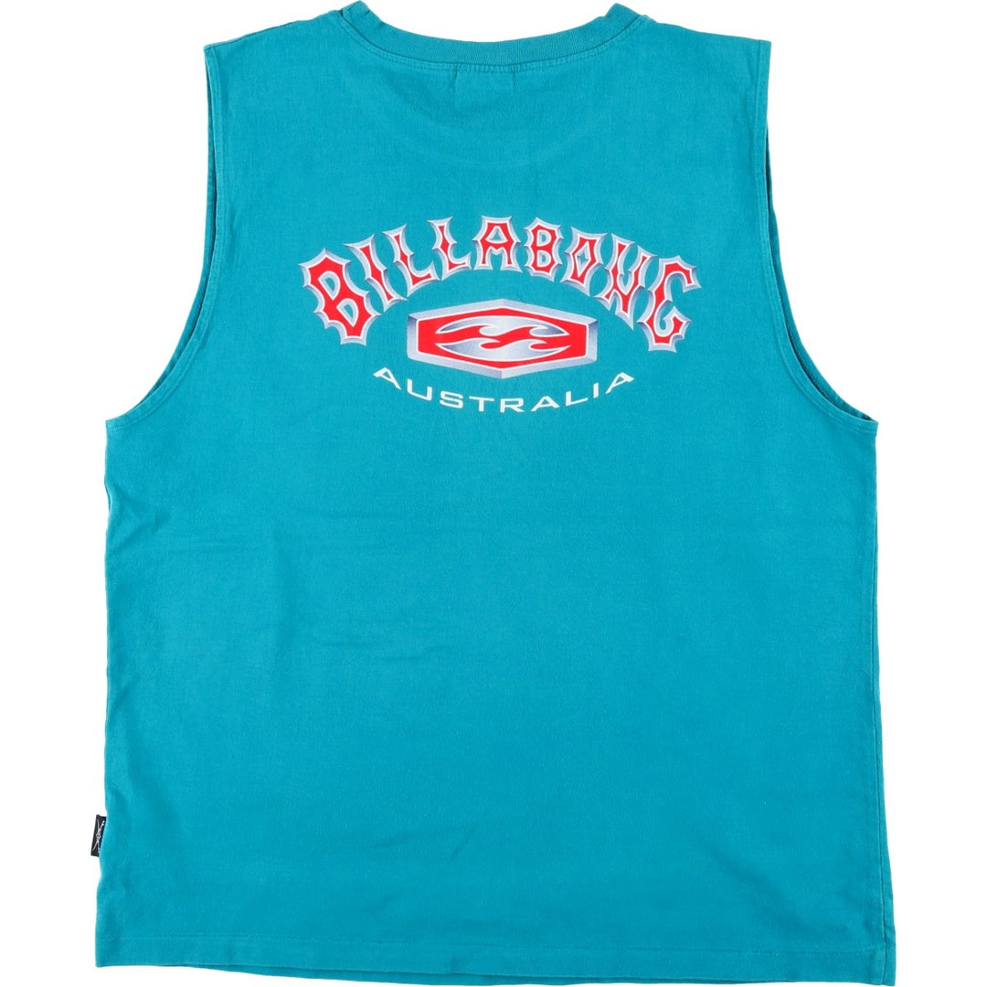 Billabong sleeveless logo print t-shirt, men's size XL (approx.) cotton turquoise blue Vintage Second Hand