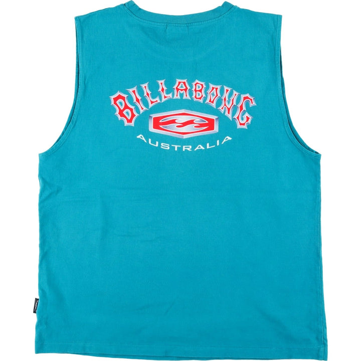 Billabong sleeveless logo print t-shirt, men's size XL (approx.) cotton turquoise blue Vintage Second Hand