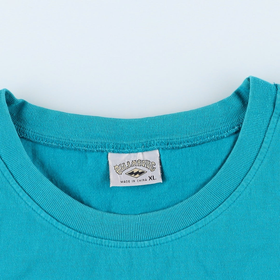 Billabong sleeveless logo print t-shirt, men's size XL (approx.) cotton turquoise blue Vintage Second Hand