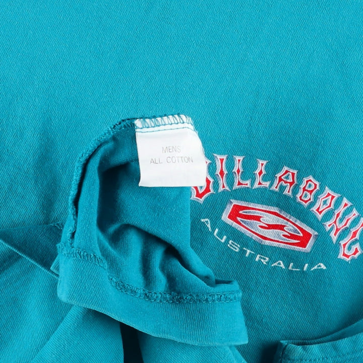 Billabong sleeveless logo print t-shirt, men's size XL (approx.) cotton turquoise blue Vintage Second Hand