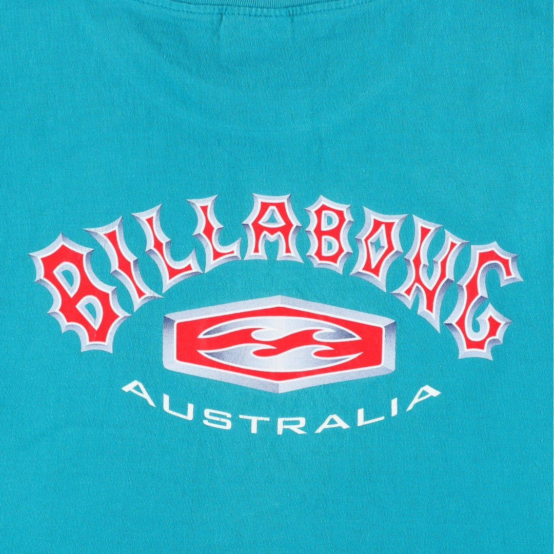 Billabong sleeveless logo print t-shirt, men's size XL (approx.) cotton turquoise blue Vintage Second Hand