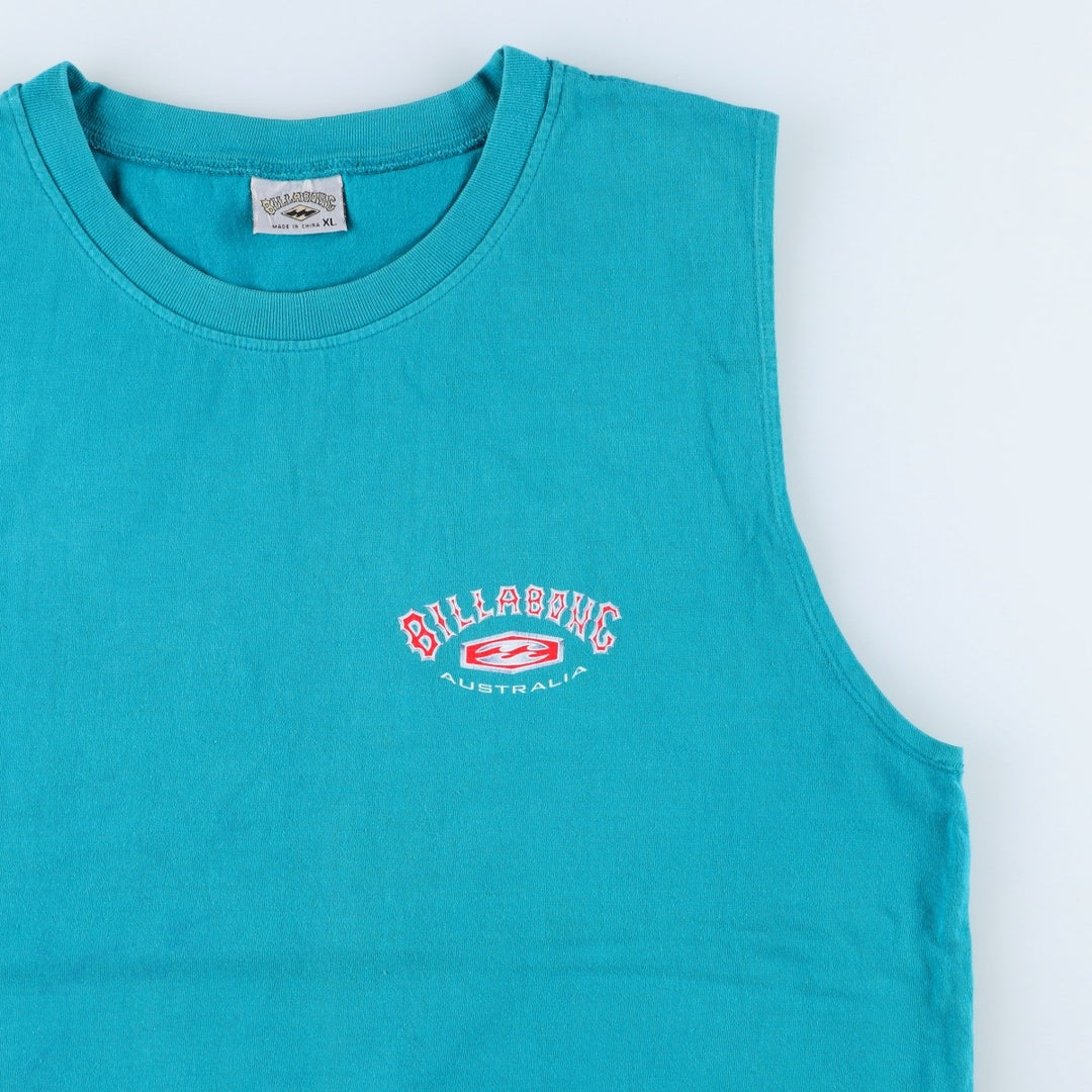 Billabong sleeveless logo print t-shirt, men's size XL (approx.) cotton turquoise blue Vintage Second Hand