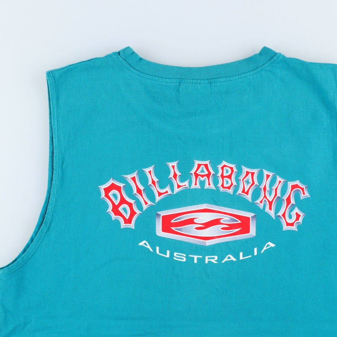 Billabong sleeveless logo print t-shirt, men's size XL (approx.) cotton turquoise blue Vintage Second Hand