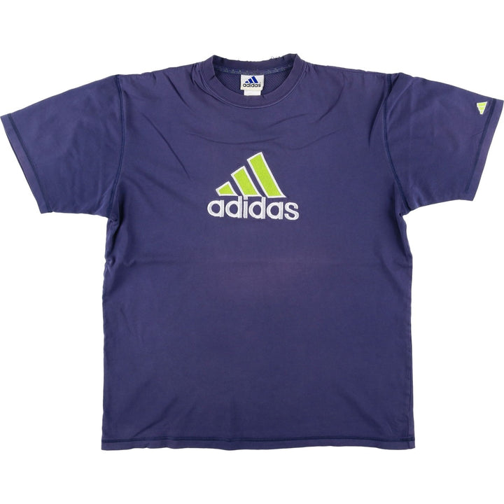 Adidas logo print T-shirt, men's XL size unclear navy blue type Vintage Second Hand