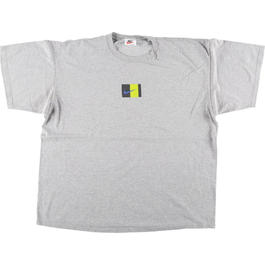 90'S Nike logo print T-shirt, men's XXL size, vintage unclear gray type Vintage Second Hand