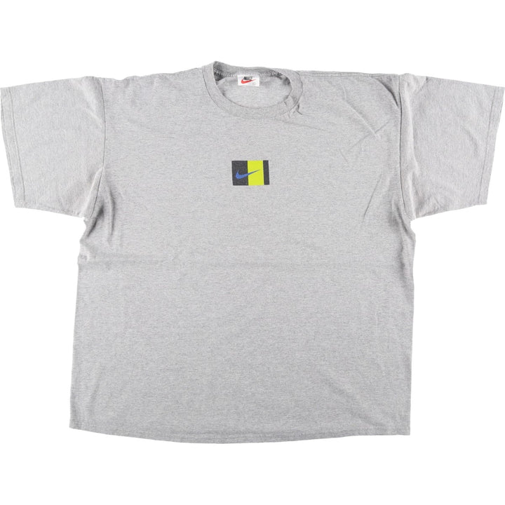 90'S Nike logo print T-shirt, men's XXL size, vintage unclear gray type Vintage Second Hand