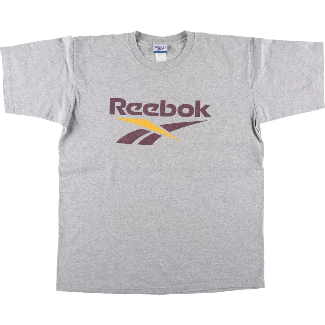 Reebok logo print T-shirt, made in USA, men's size XL. cotton gray type Vintage Second Hand