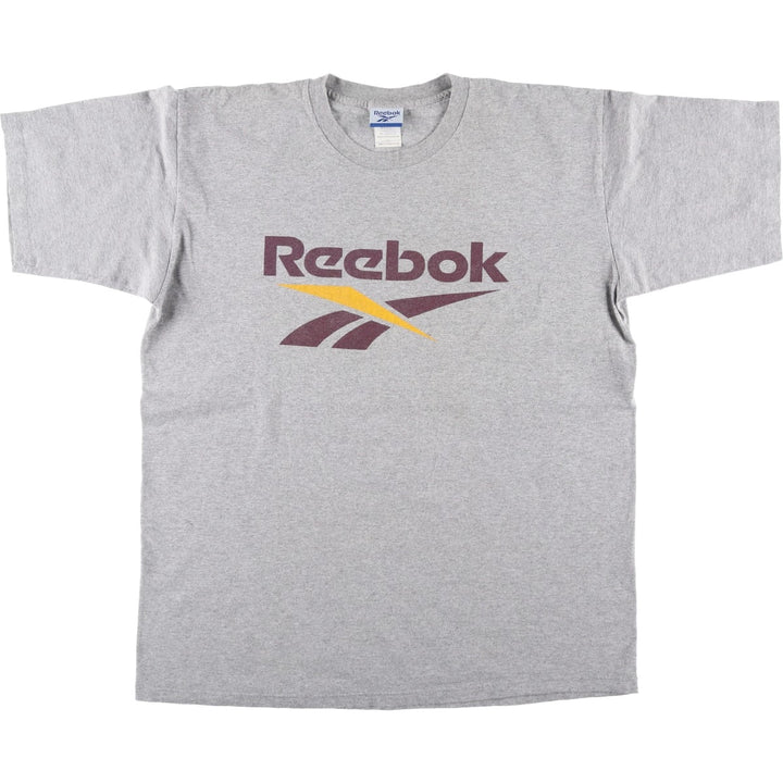 Reebok logo print T-shirt, made in USA, men's size XL. cotton gray type Vintage Second Hand