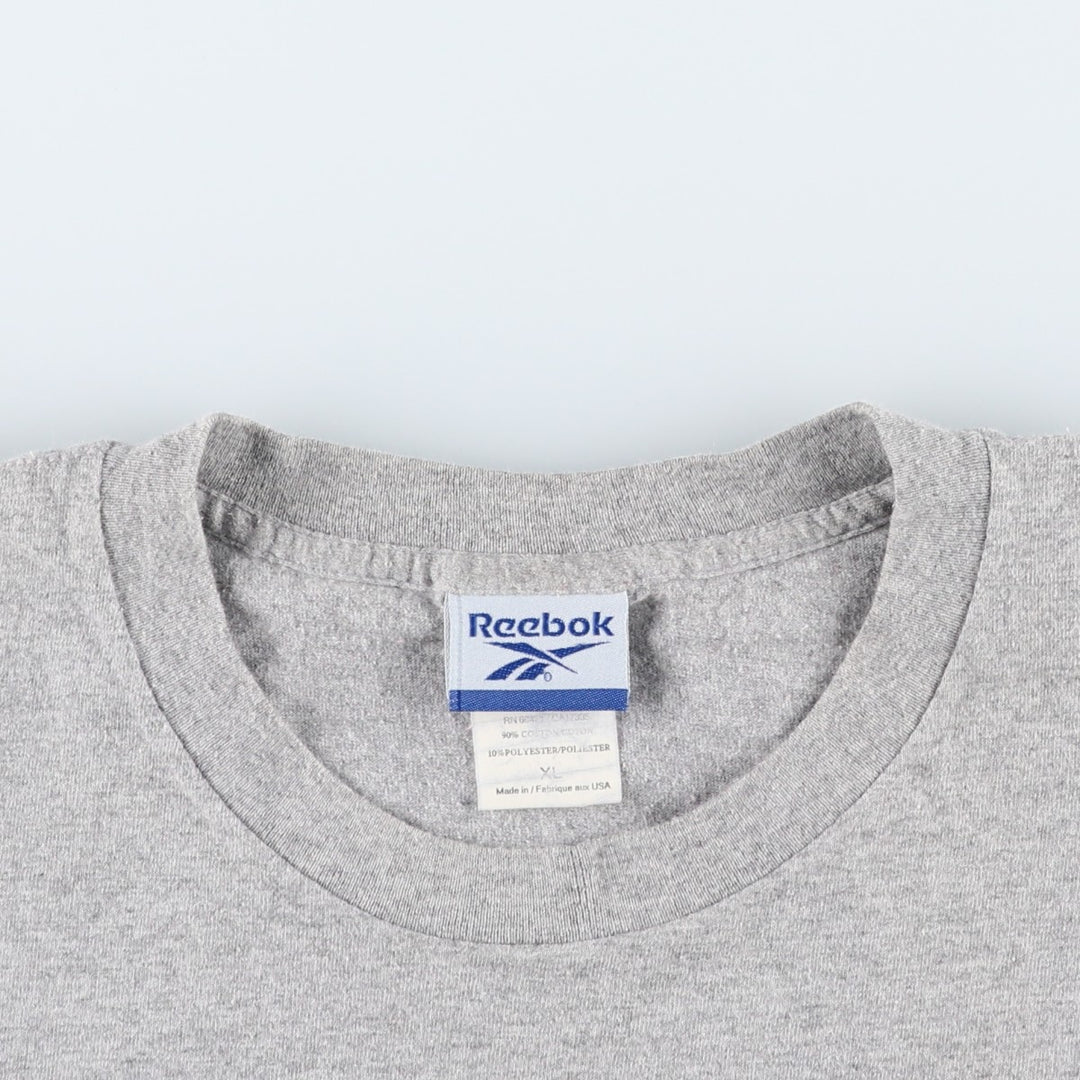 Reebok logo print T-shirt, made in USA, men's size XL. cotton gray type Vintage Second Hand
