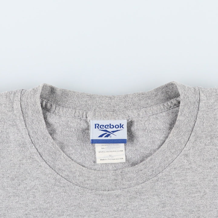 Reebok logo print T-shirt, made in USA, men's size XL. cotton gray type Vintage Second Hand