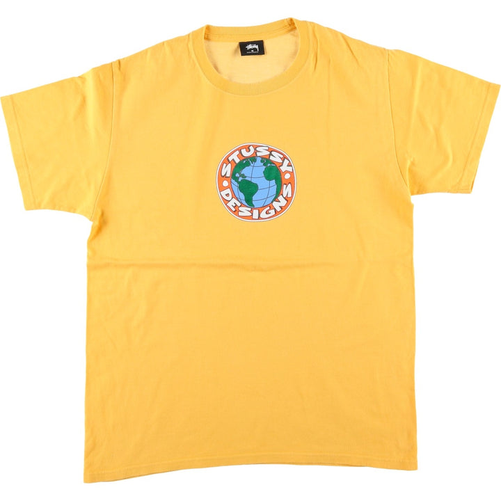 STUSSY surf skate T-shirt, size M for men cotton yellow type Vintage Second Hand