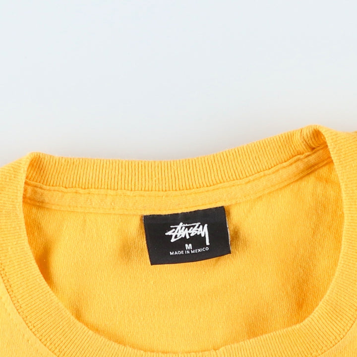 STUSSY surf skate T-shirt, size M for men cotton yellow type Vintage Second Hand