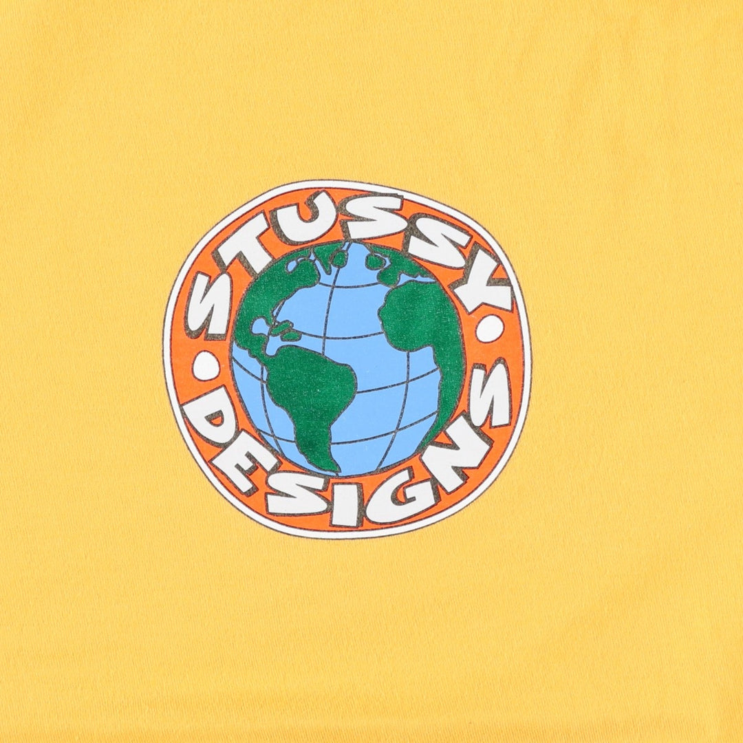 STUSSY surf skate T-shirt, size M for men cotton yellow type Vintage Second Hand