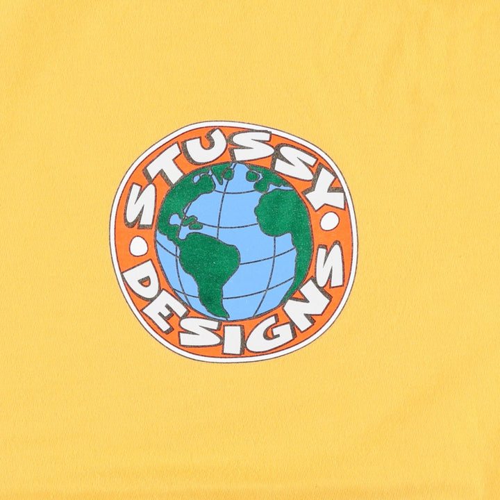 STUSSY surf skate T-shirt, size M for men cotton yellow type Vintage Second Hand