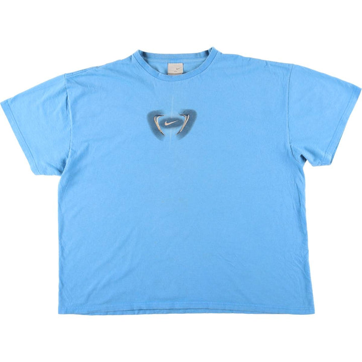 2000'S Nike logo print T-shirt, made in Canada, men's size XXL equivalent. cotton Blue type light blue Vintage Second Hand