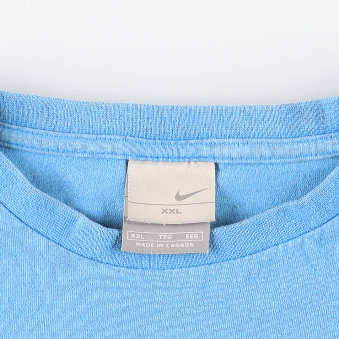 2000'S Nike logo print T-shirt, made in Canada, men's size XXL equivalent. cotton Blue type light blue Vintage Second Hand