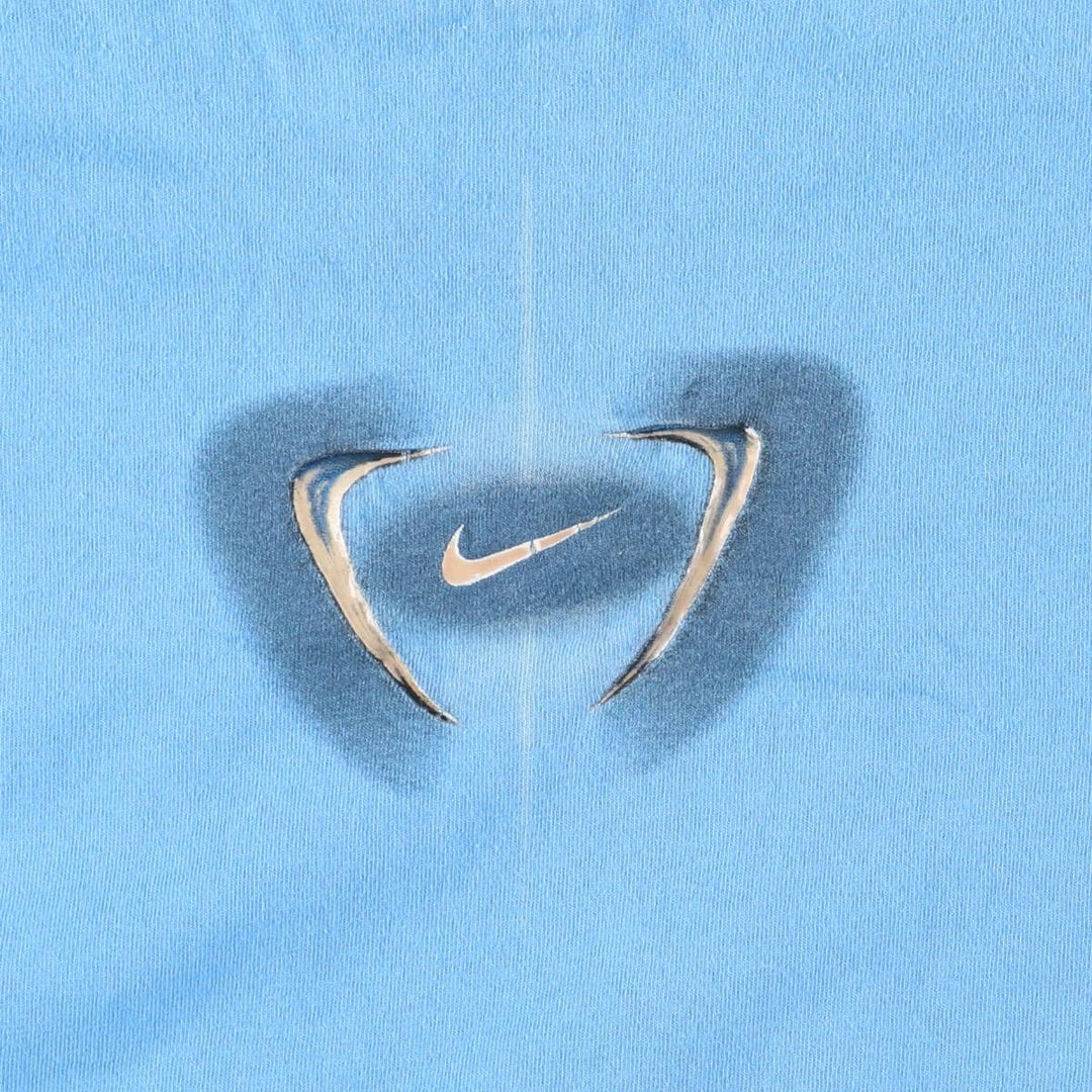 2000'S Nike logo print T-shirt, made in Canada, men's size XXL equivalent. cotton Blue type light blue Vintage Second Hand