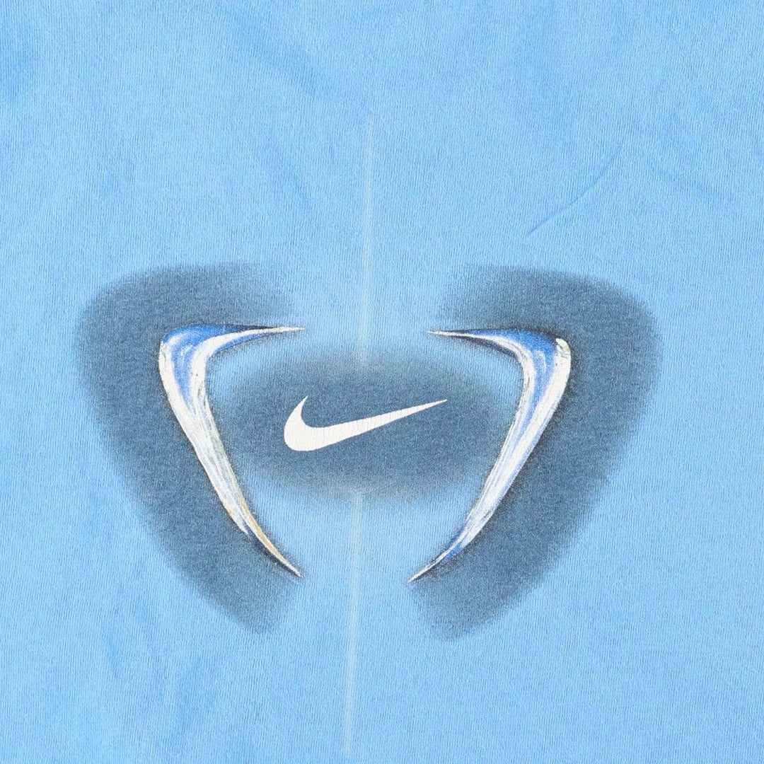 2000'S Nike logo print T-shirt, made in Canada, men's size XXL equivalent. cotton Blue type light blue Vintage Second Hand