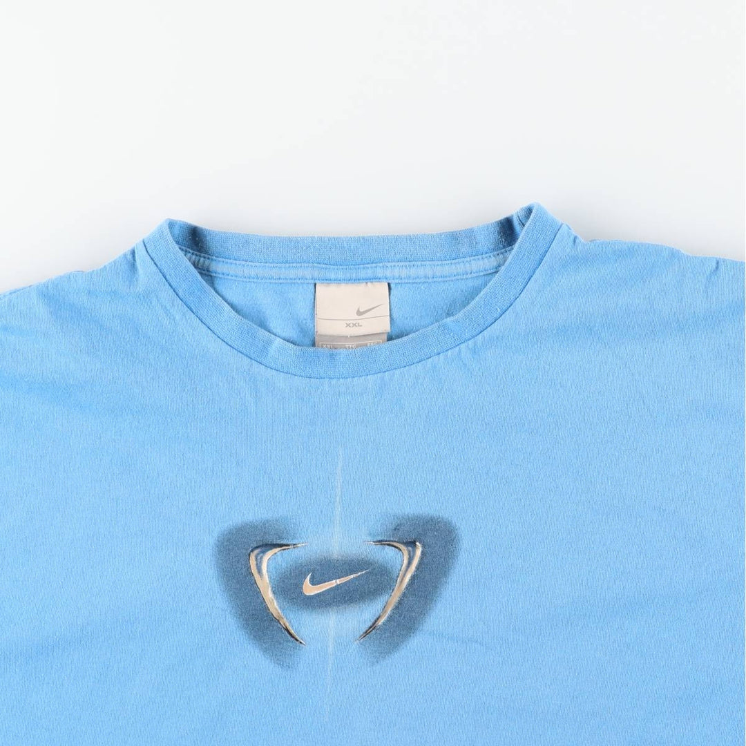 2000'S Nike logo print T-shirt, made in Canada, men's size XXL equivalent. cotton Blue type light blue Vintage Second Hand