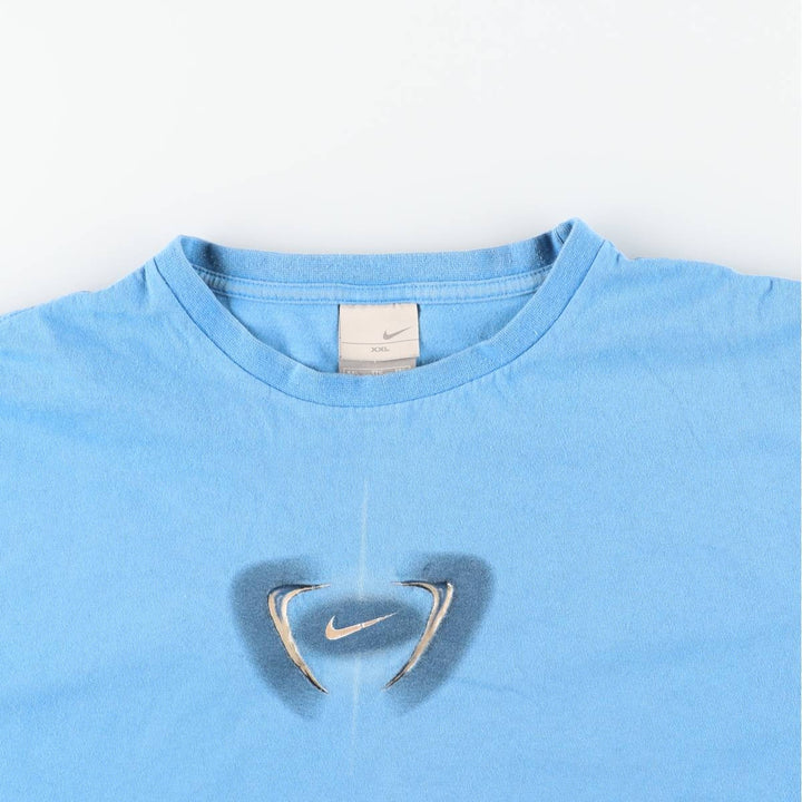 2000'S Nike logo print T-shirt, made in Canada, men's size XXL equivalent. cotton Blue type light blue Vintage Second Hand