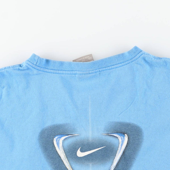 2000'S Nike logo print T-shirt, made in Canada, men's size XXL equivalent. cotton Blue type light blue Vintage Second Hand