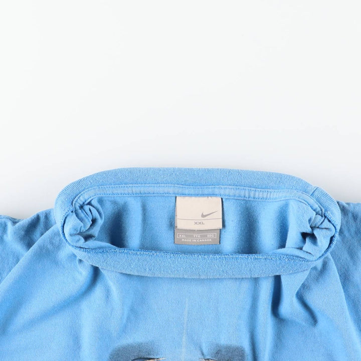 2000'S Nike logo print T-shirt, made in Canada, men's size XXL equivalent. cotton Blue type light blue Vintage Second Hand