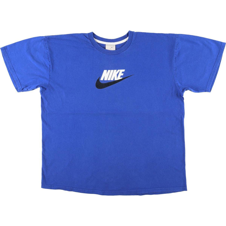 Nike logo print T-shirt, men's XL size cotton blue type Vintage Second Hand