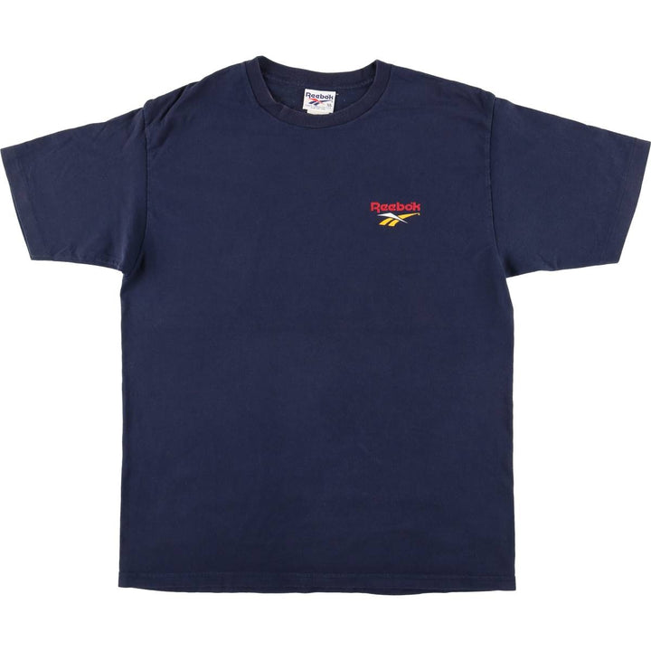 90'S Reebok Logo Print T-Shirt Made in USA Men's XL Vintage cotton navy blue type Vintage Second Hand