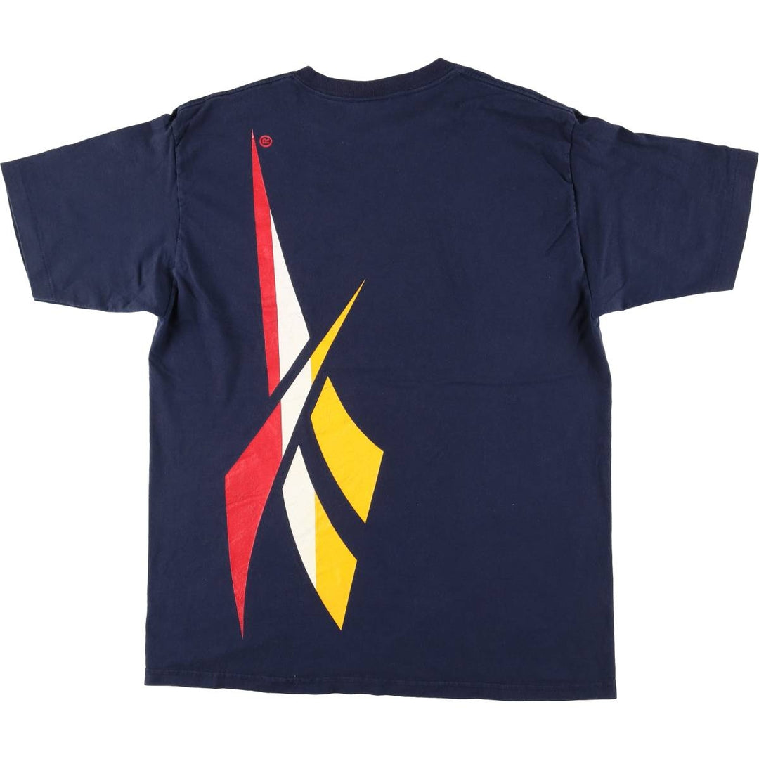 90'S Reebok Logo Print T-Shirt Made in USA Men's XL Vintage cotton navy blue type Vintage Second Hand