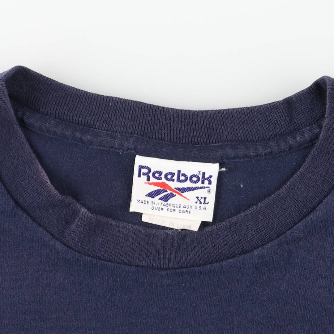 90'S Reebok Logo Print T-Shirt Made in USA Men's XL Vintage cotton navy blue type Vintage Second Hand
