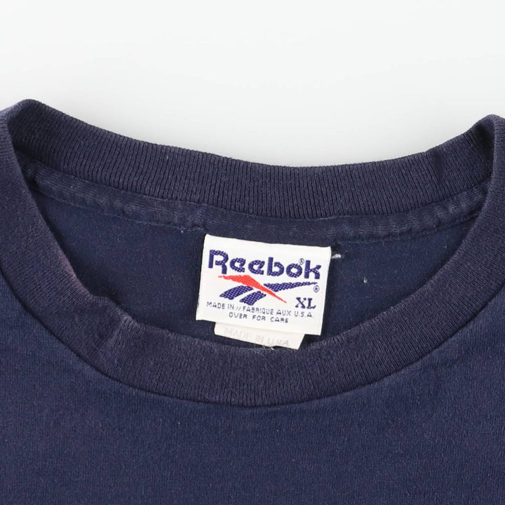 90'S Reebok Logo Print T-Shirt Made in USA Men's XL Vintage cotton navy blue type Vintage Second Hand