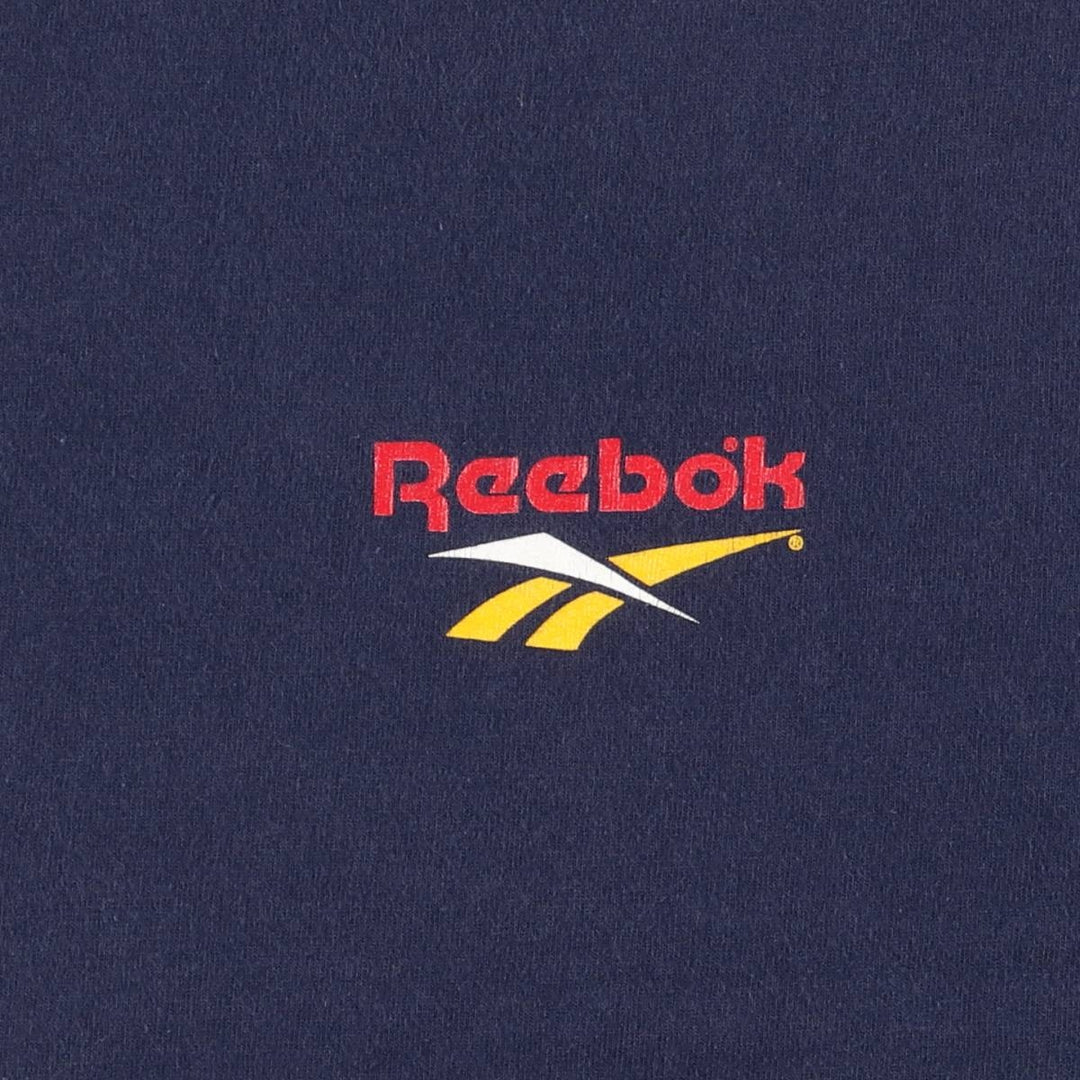 90'S Reebok Logo Print T-Shirt Made in USA Men's XL Vintage cotton navy blue type Vintage Second Hand