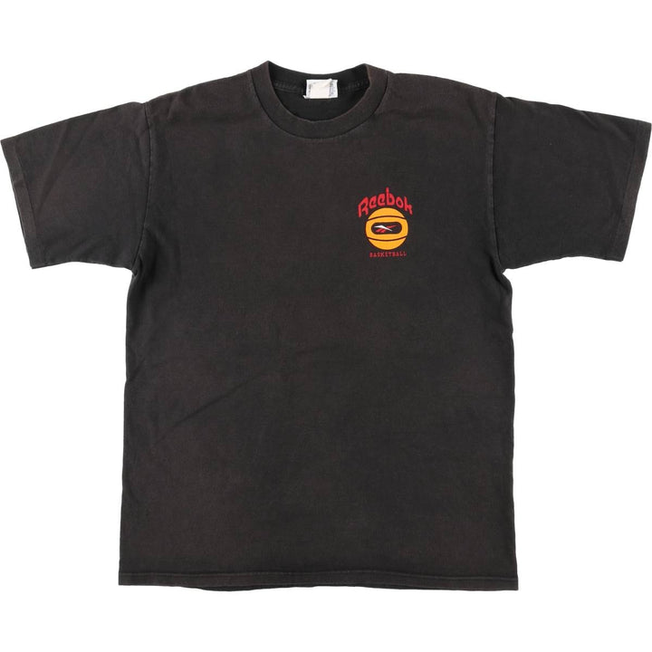 90'S Reebok Logo Print T-Shirt Made in USA Men's L Size Vintage cotton black type Vintage Second Hand