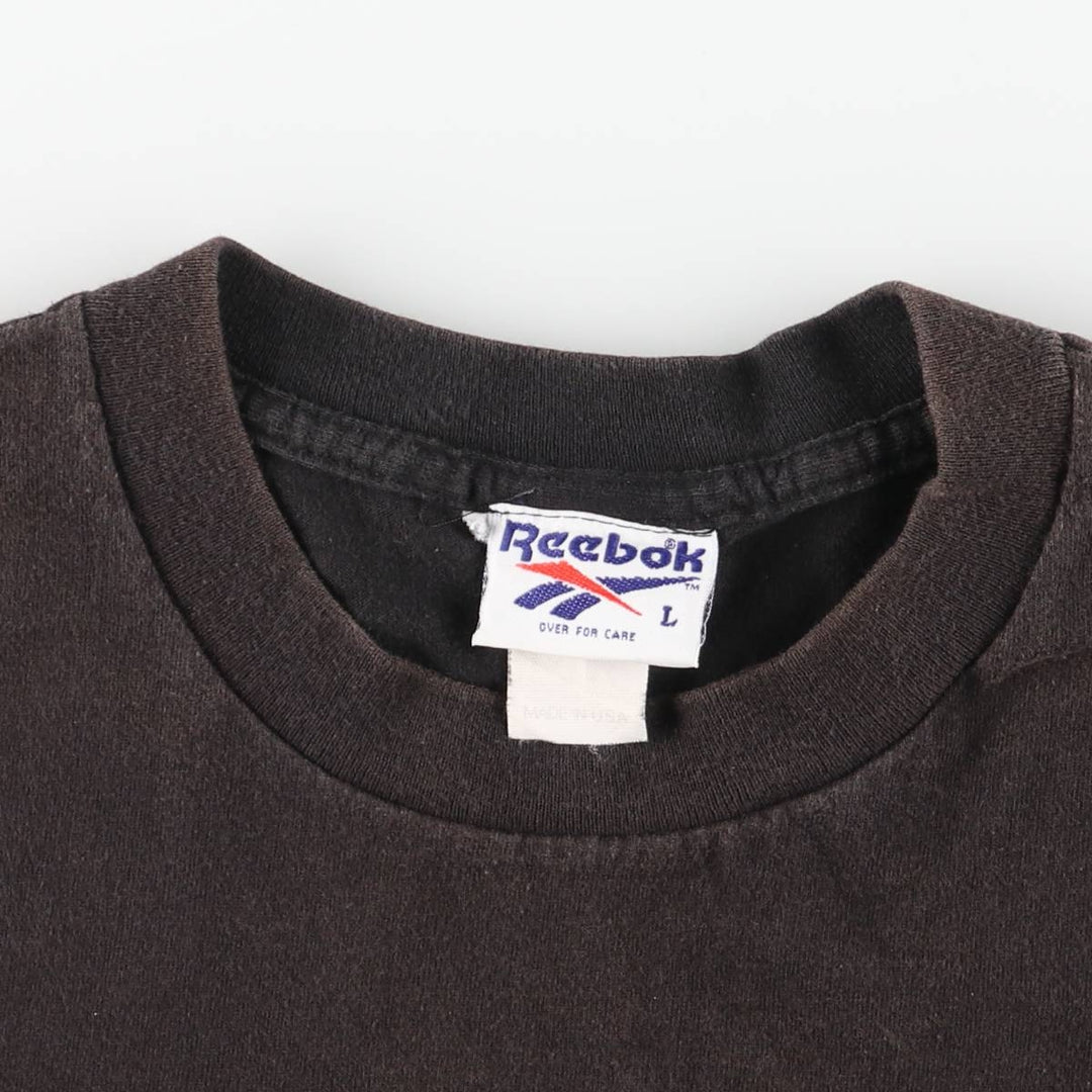 90'S Reebok Logo Print T-Shirt Made in USA Men's L Size Vintage cotton black type Vintage Second Hand