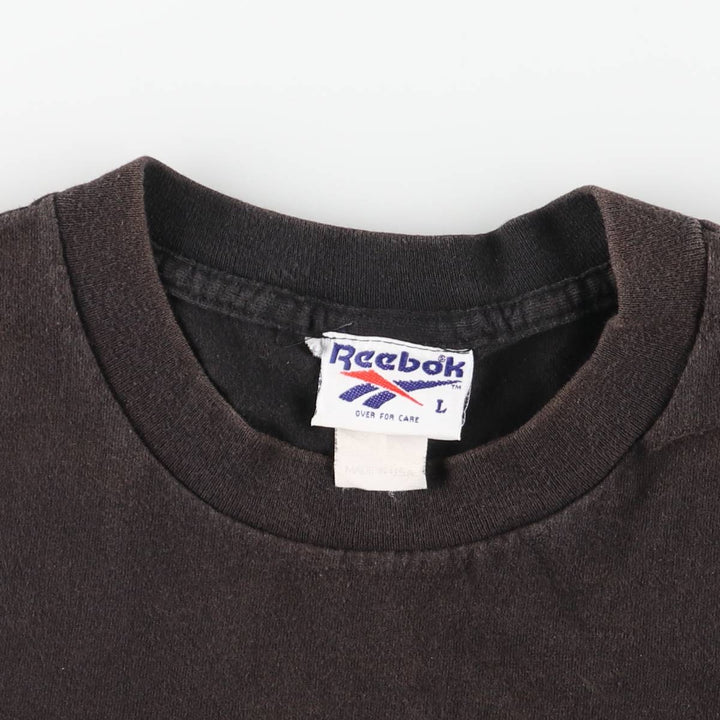 90'S Reebok Logo Print T-Shirt Made in USA Men's L Size Vintage cotton black type Vintage Second Hand