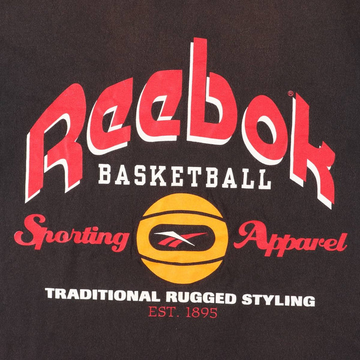 90'S Reebok Logo Print T-Shirt Made in USA Men's L Size Vintage cotton black type Vintage Second Hand