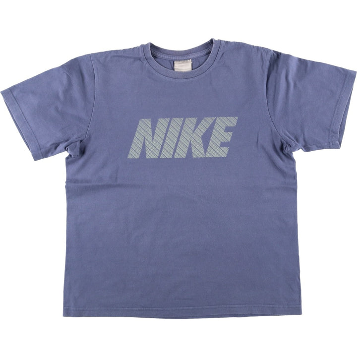 Nike logo print T-shirt, size L for men cotton Purple type blue-purple Vintage Second Hand