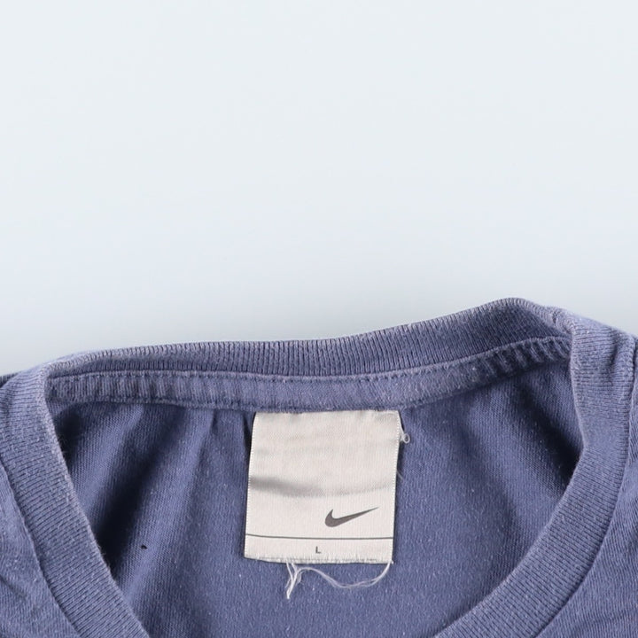 Nike logo print T-shirt, size L for men cotton Purple type blue-purple Vintage Second Hand